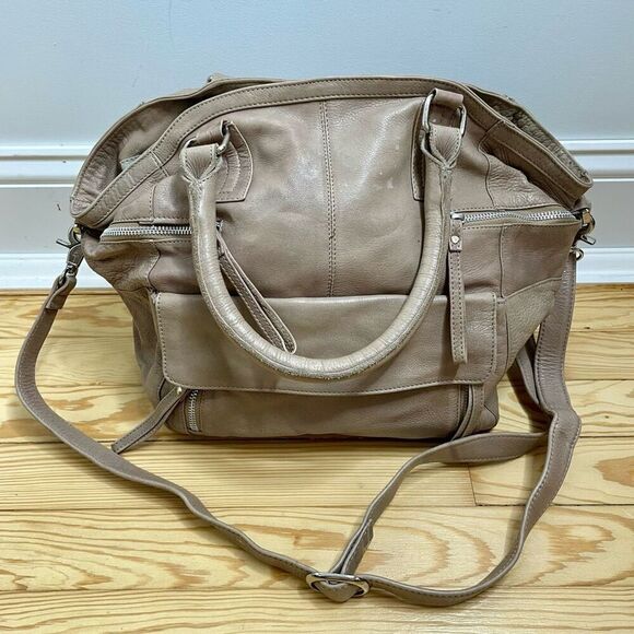 Day and Mood Hannah Bag Gray Beige Taupe Satchel shoulder strap Hobo Leather - Picture 13 of 13
